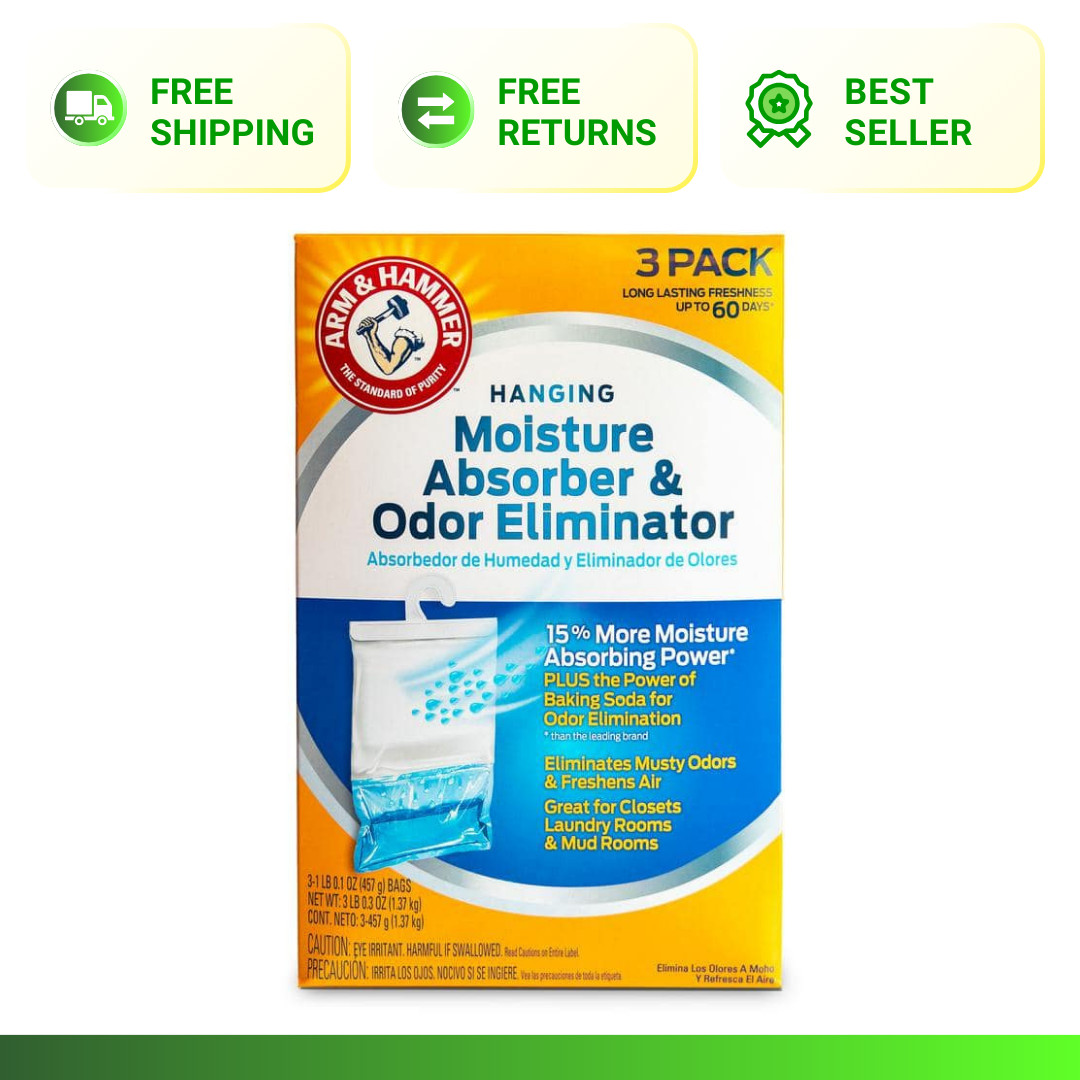(3-Pack) 16 Oz. Moisture Absorber Odor Eliminator Hanging Bags Arm And Hammer