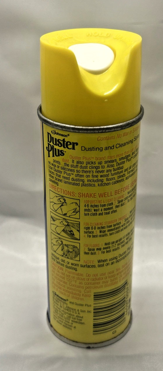 SC Johnson Duster Plus Lemon Scent 1984 Aerosol Colorful Spray Can Prop