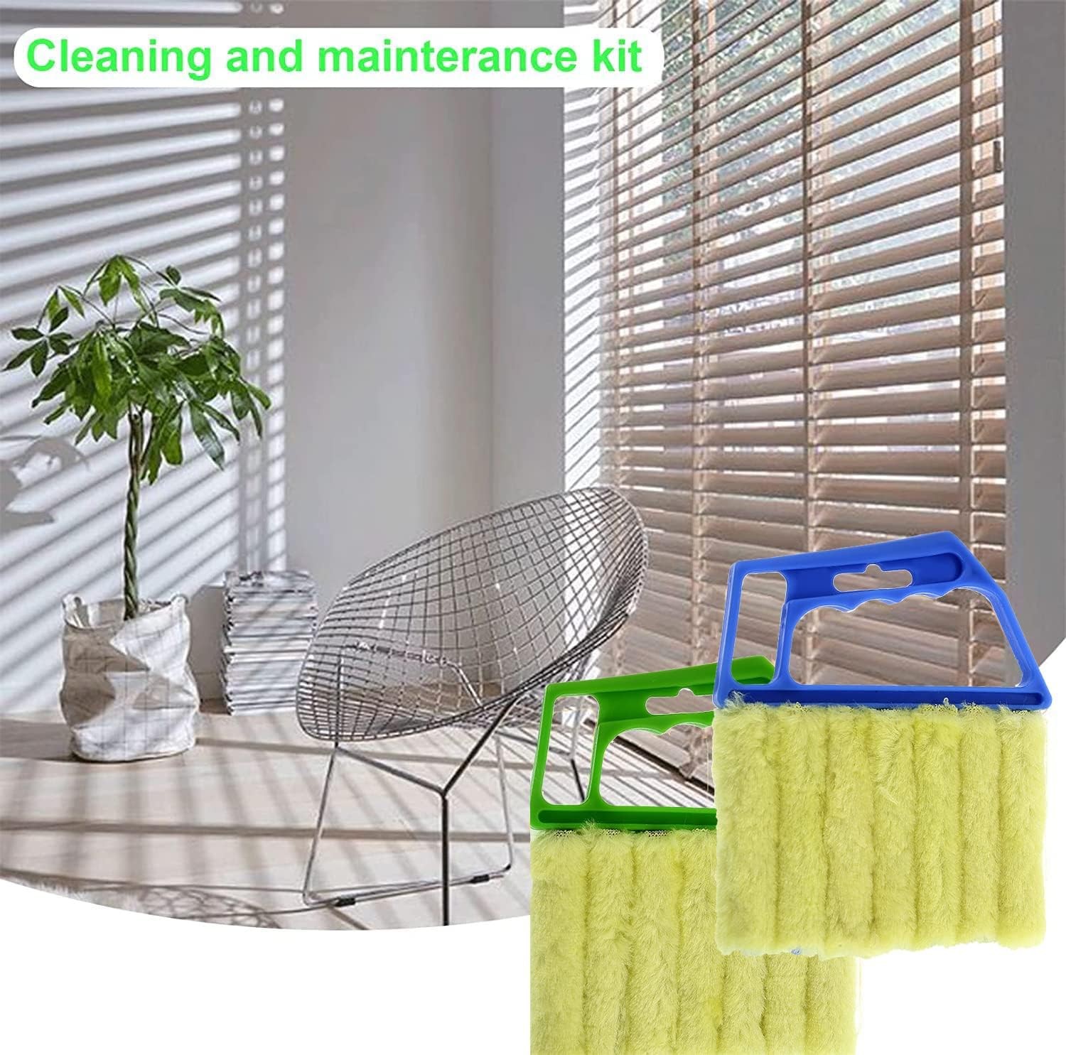 2 Pcs Washable Window Blind Cleaner – Hand-Held Mini Duster Color: Blue、green