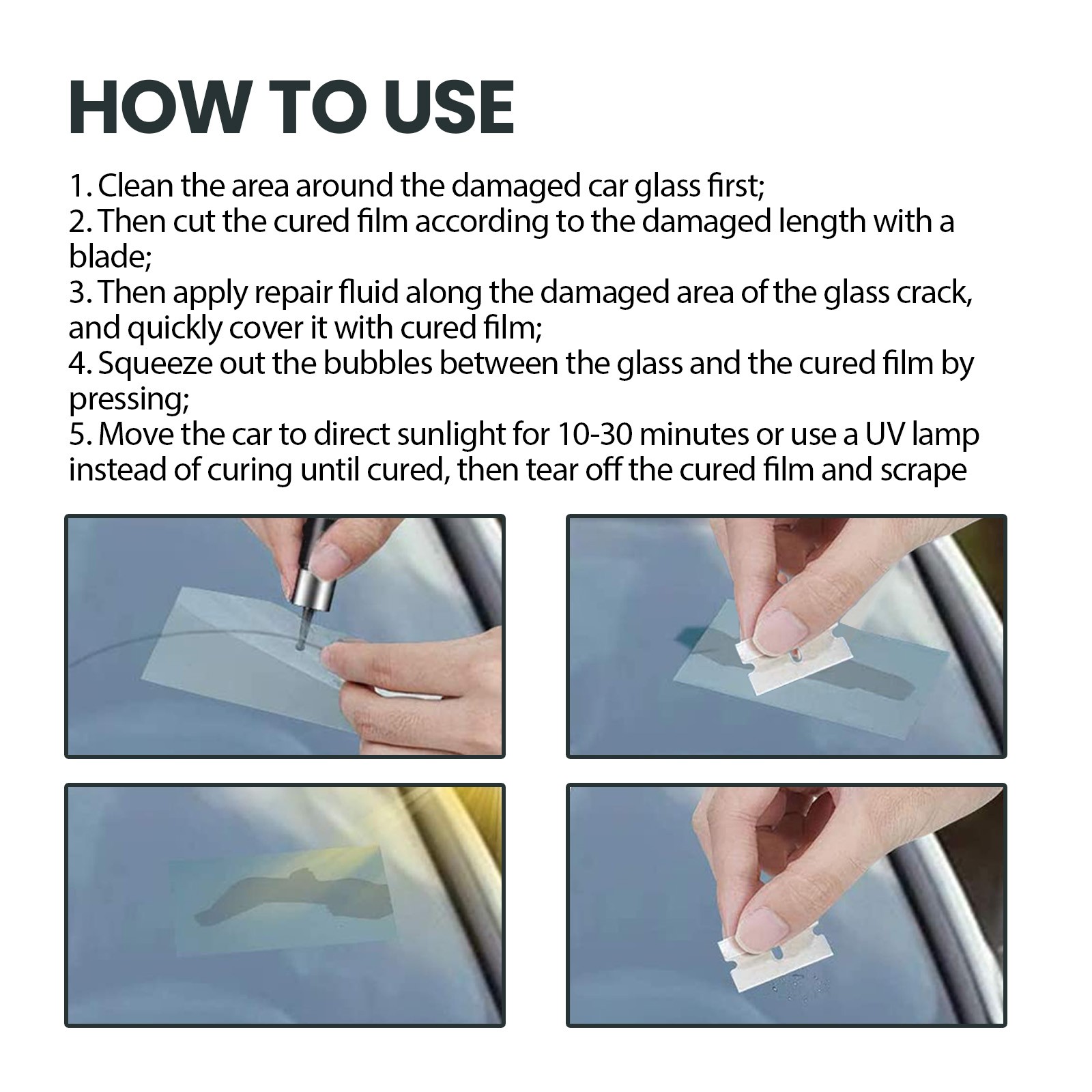 Windshield Crack Repair Kit – Rock Chip Auto Glass Nano Liquid UV Cure