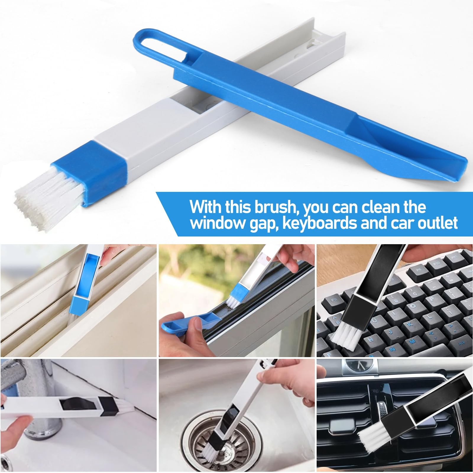 Window Track Cleaner Set, Window Groove Cleaning Brush Tools, 7 Pieces