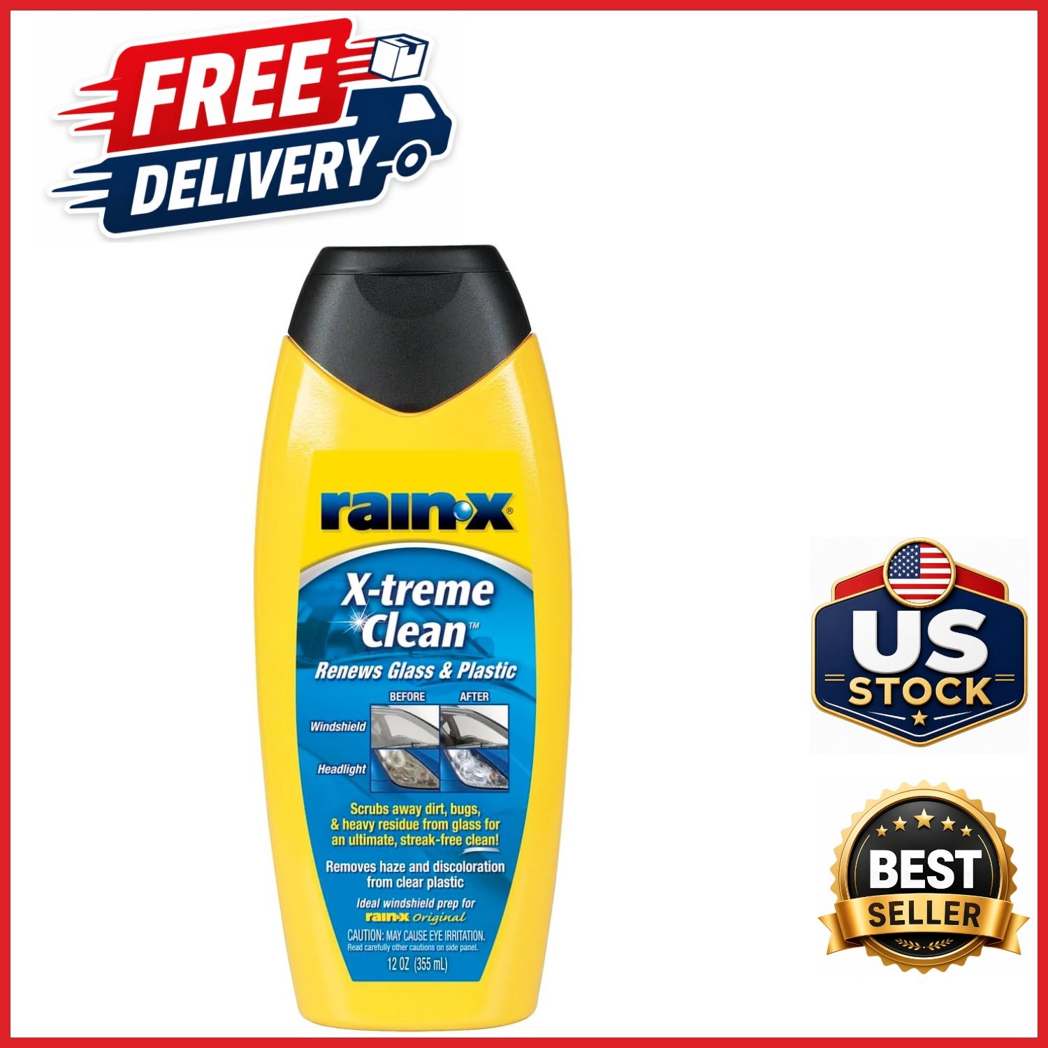 X-treme Clean 12oz Glass Cleaner for Windshields and Headlights Streak Free
