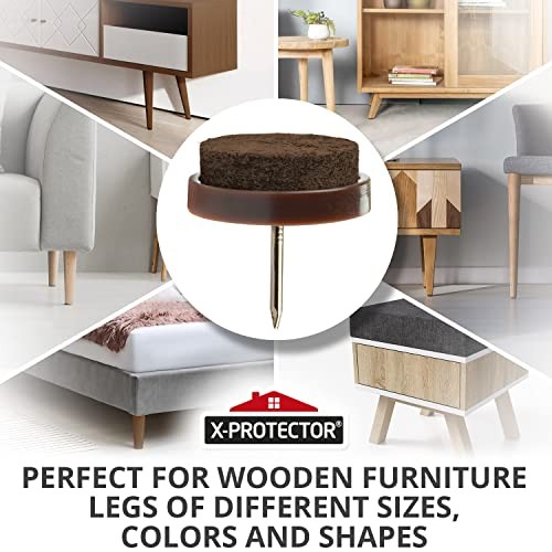 40 Pcs Nail-On Felt Furniture Pads 1.1″ Brown Floor Protectors for Chair Legs