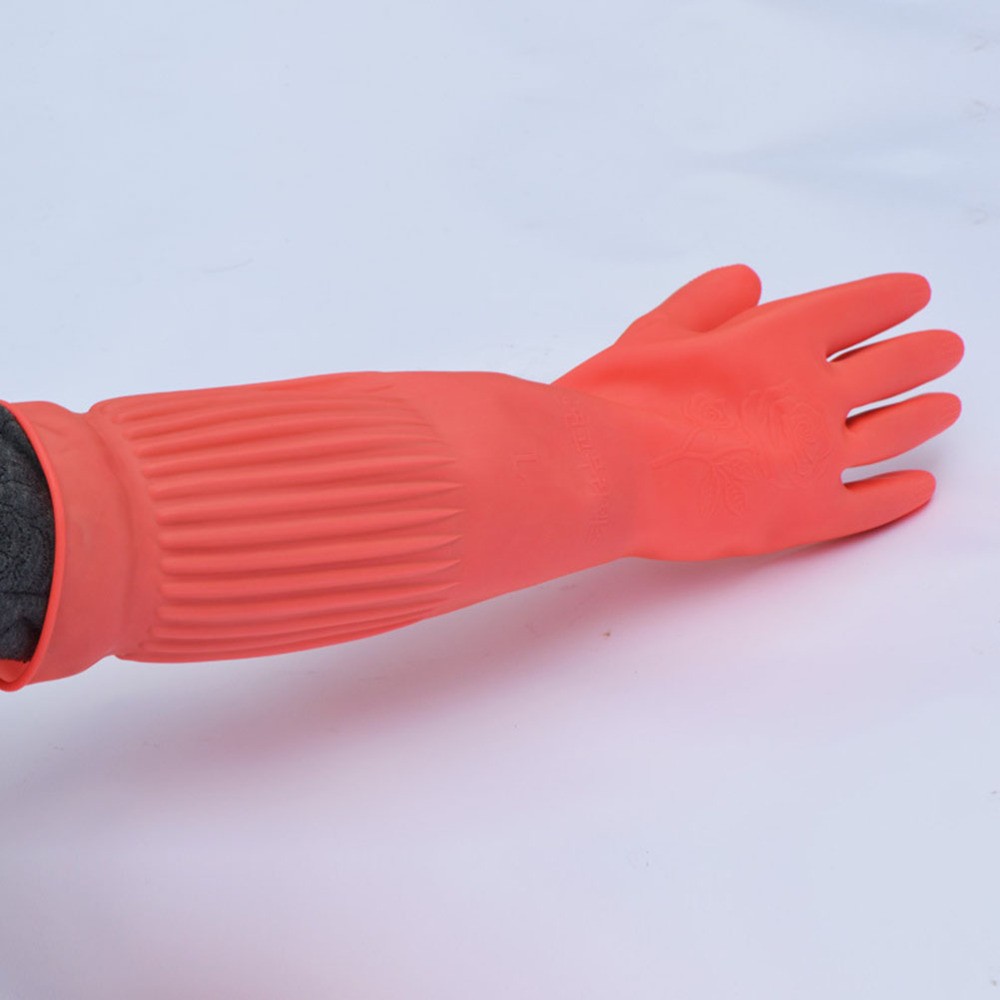 Washing Gloves in Red Latex for Kitchen Use with Durable Heat Resistant Design