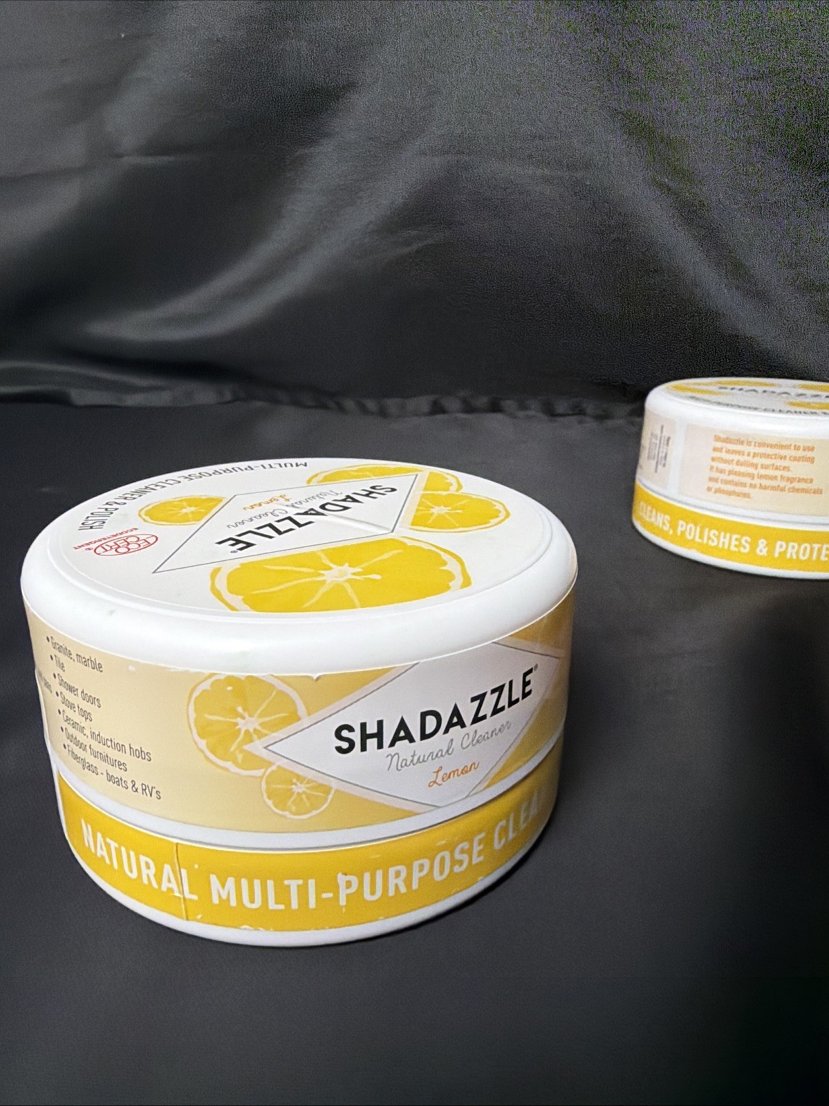 Shadazzle All Purpose Cleaner & Polish Lemon 10.5oz Lot Of 2 New- 1 Can Has Chip