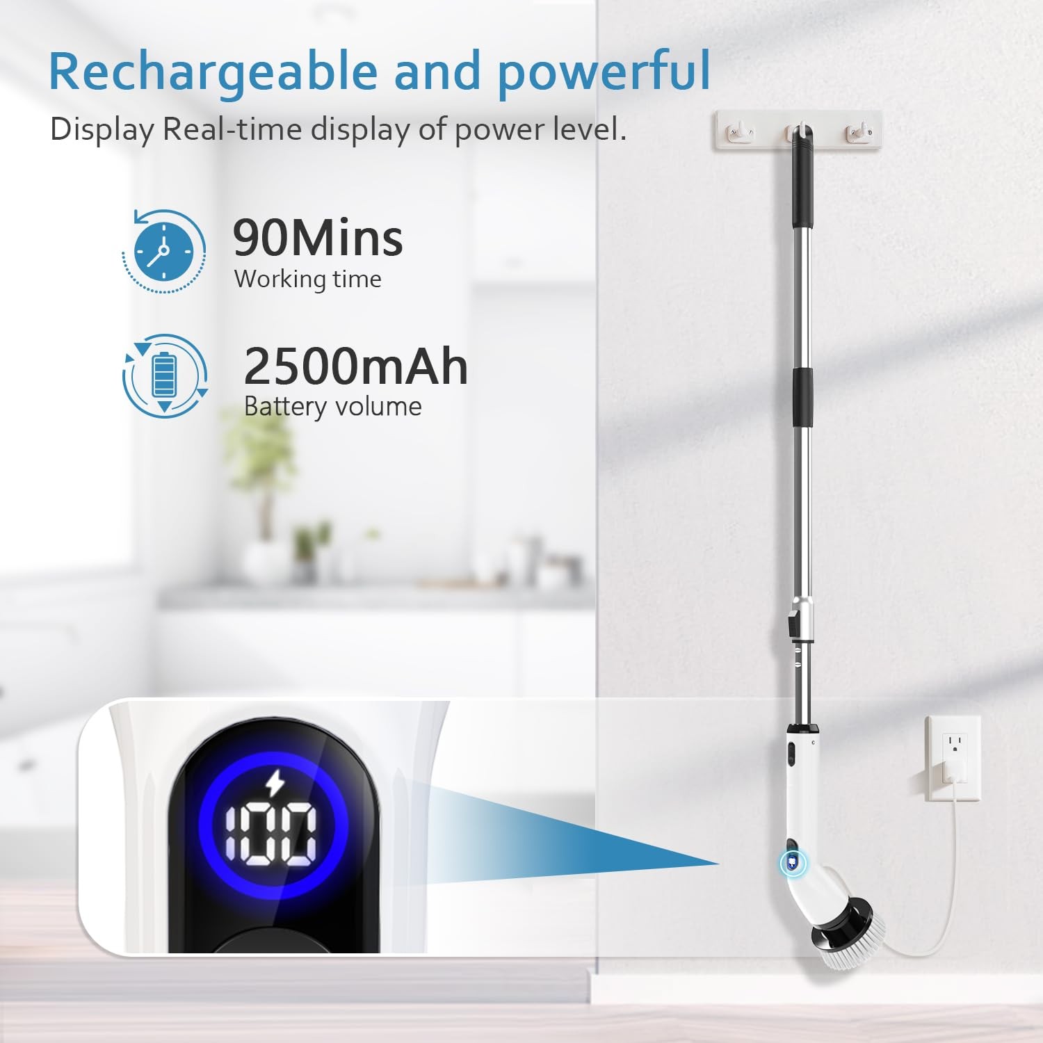 TUYU Electric Spin Scrubber, Full-Body IPX7 Waterproof Bathroom Scrubber with…