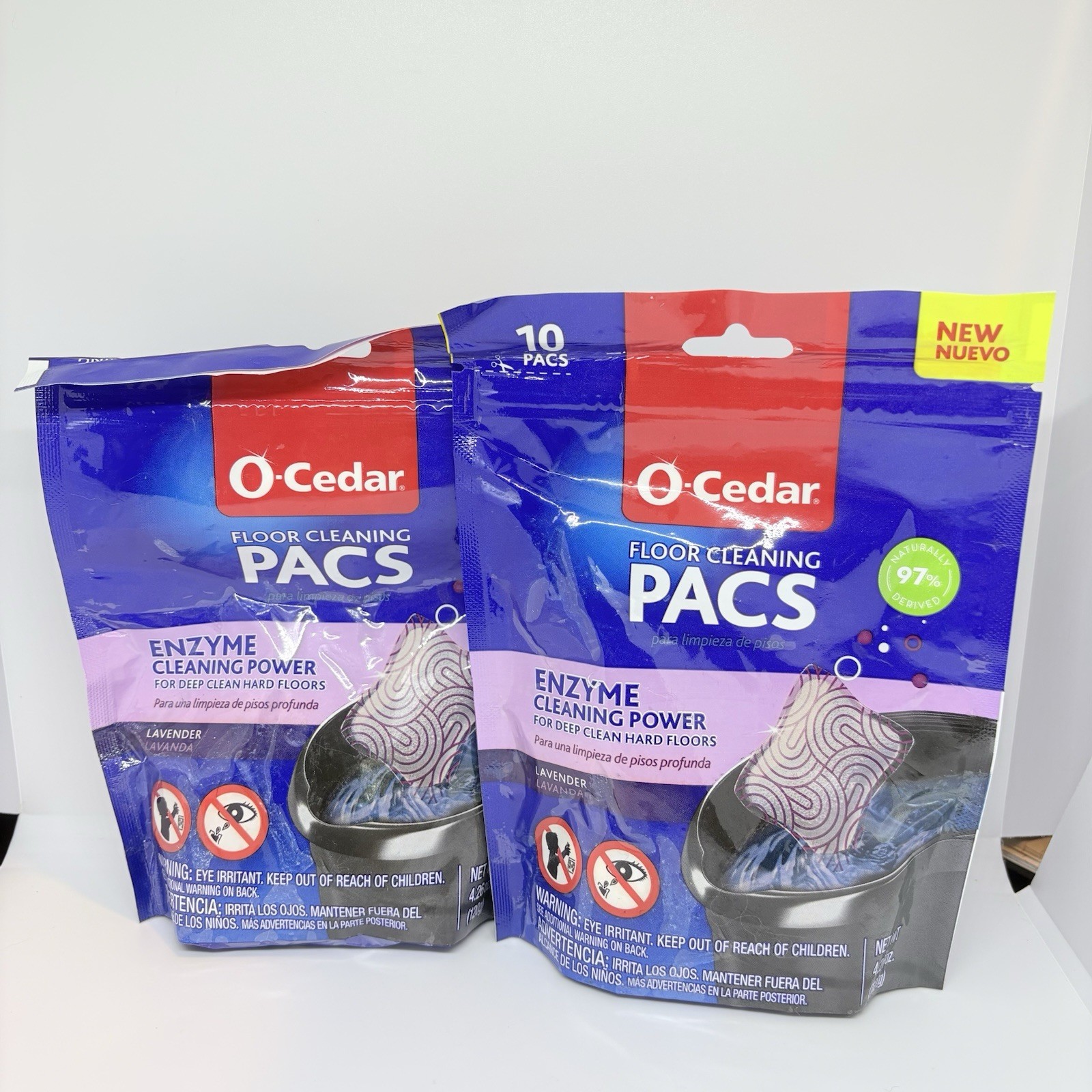 (4) O-Cedar PACS Hard Floor Cleaner, Crisp Citrus Scent & Lavender (10-Count ea)