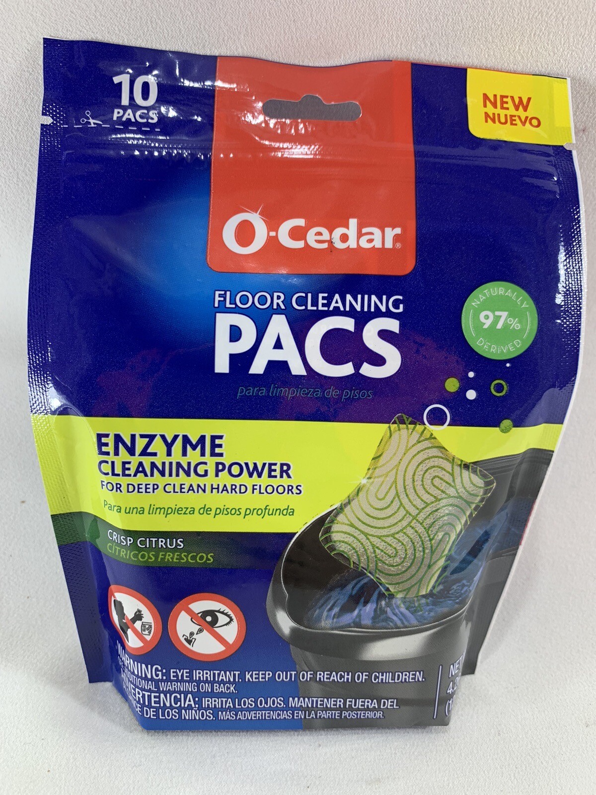 4 Packs NEW O-Cedar PACS Hard Floor Cleaner, Crisp Citrus Scent (10-Count ea=40)