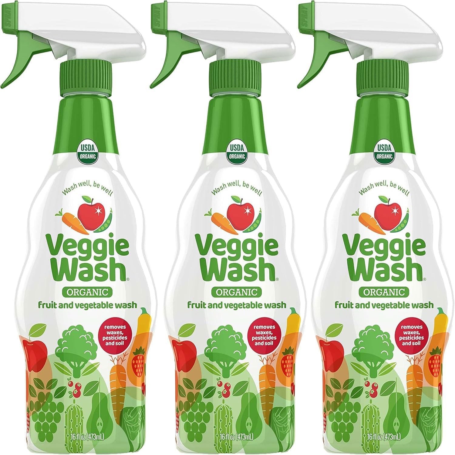 Veggie Wash Certified Organic Fruit and Vegetable Cleaner Pack of 3 – 16 Fl Oz