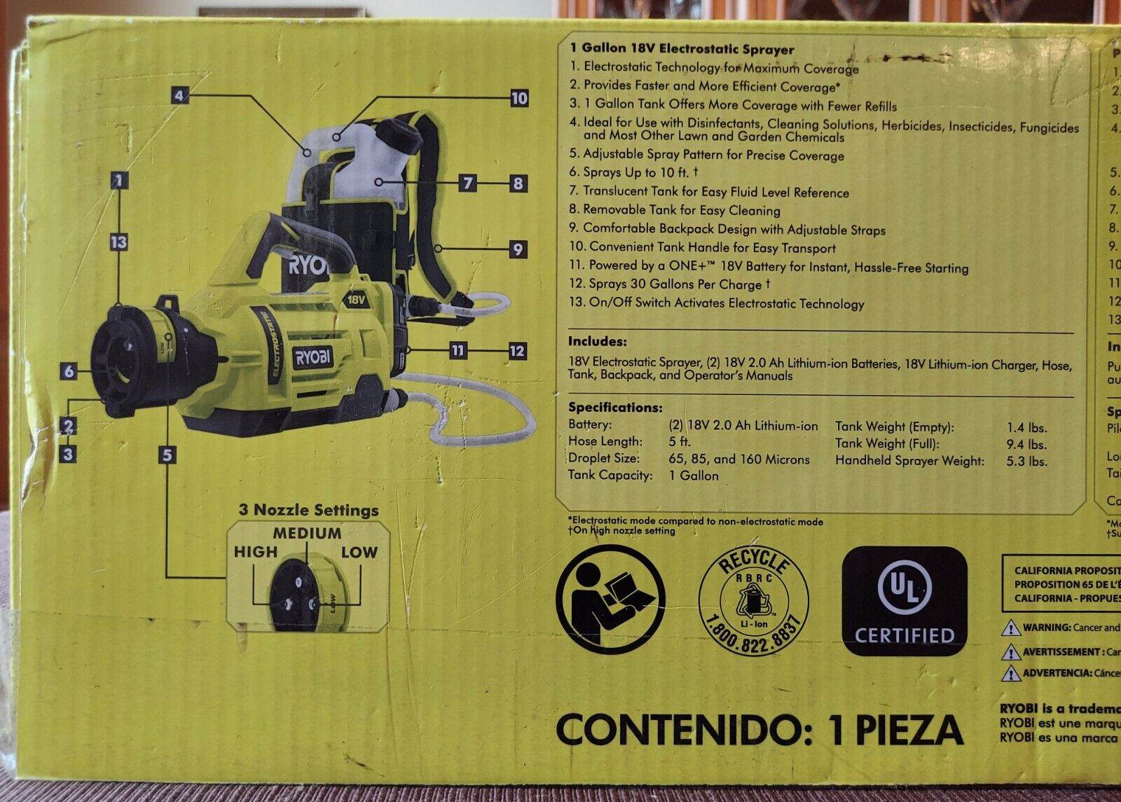 Ryobi 18V One+ Cordless Electrostatic Sprayer