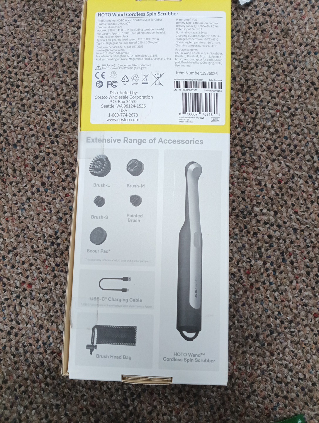 Hoto Wand Cordless Spin Scrubber