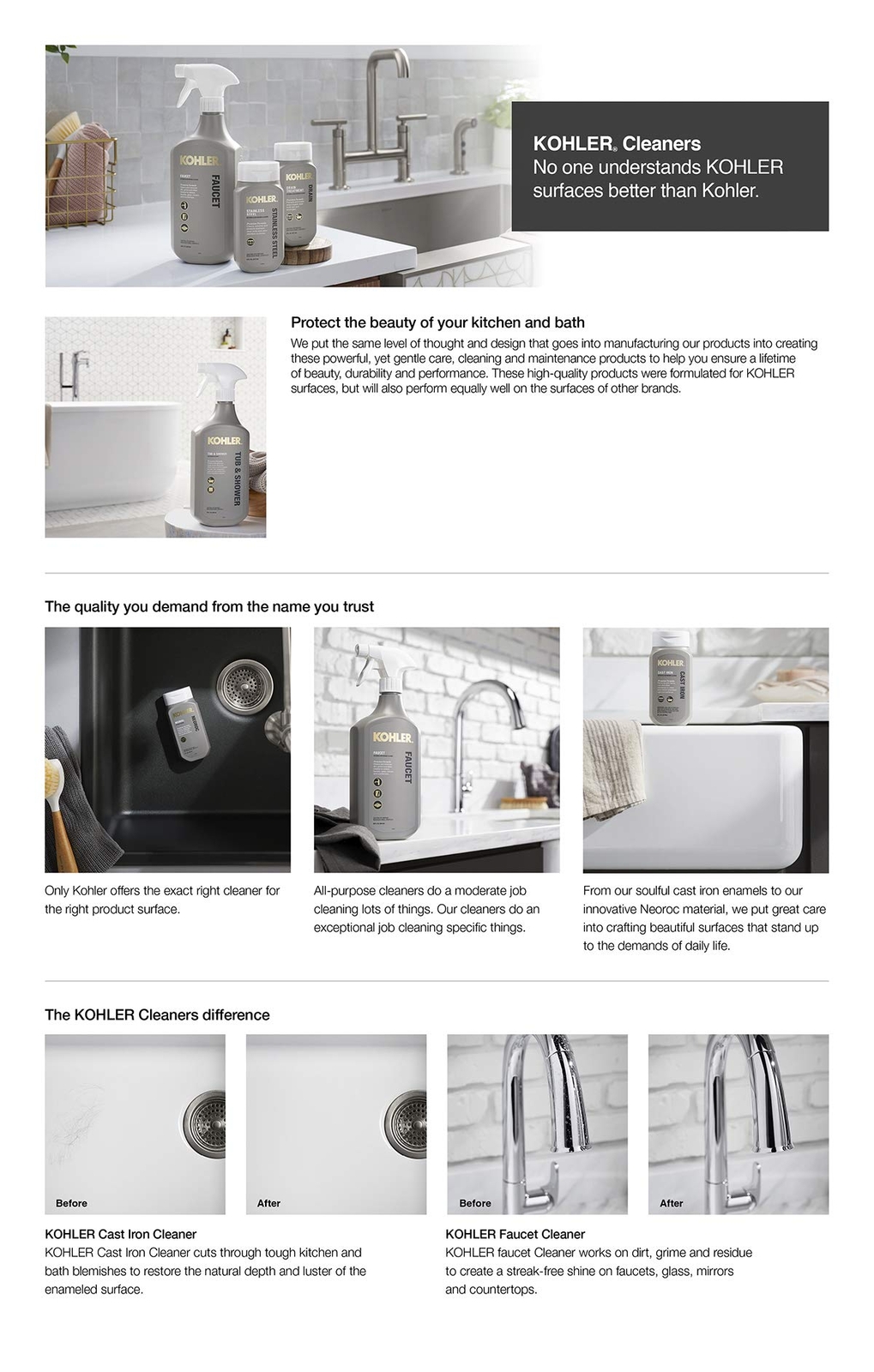 Kohler Premium Bathroom Cleaner 28 Fl Oz Removes Soap Scum and Grease