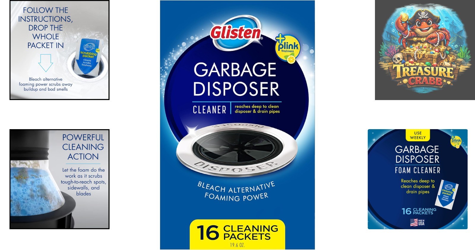 Lemon-Scented Garbage Disposer Cleaner – Foaming Action, 16 Non-Toxic Packets