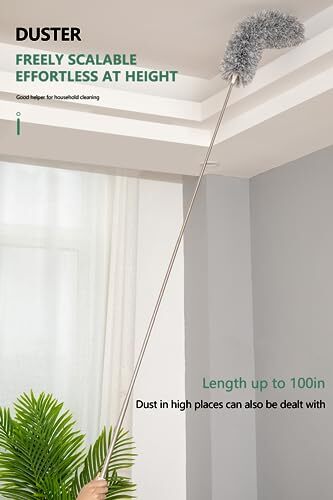 Microfiber Cleaning Duster with Extendable 100 Inch Handle Pole for Ceiling Fan
