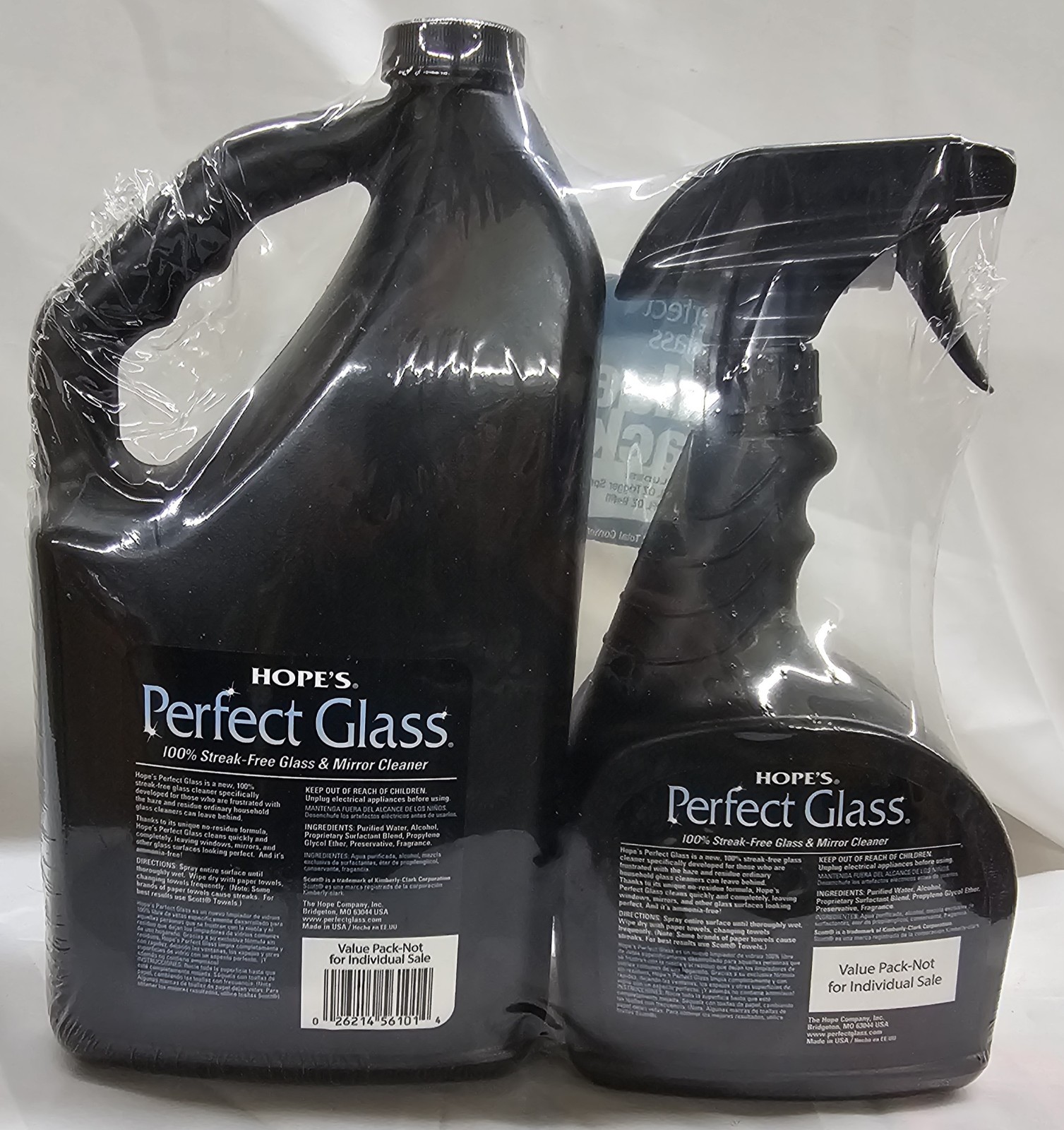 HOPE’S Perfect Glass Cleaner 32oz Spray Bottle Plus 67.6oz Refill Value Pack