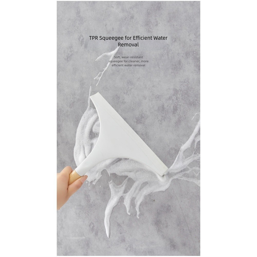 Glass and Window Scraper with Wooden Handle and Soft TPR Blade for Home Use