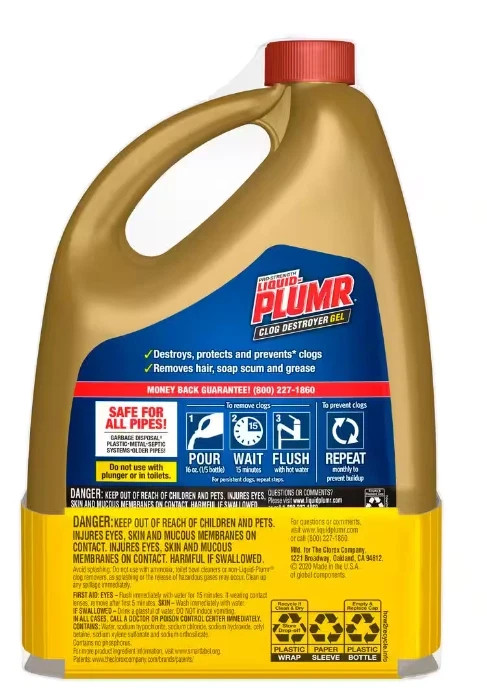 2 PACK. Liquid-Plumr 80 oz. Pro Strength Full Clog Destroyer and Drain Cleaner