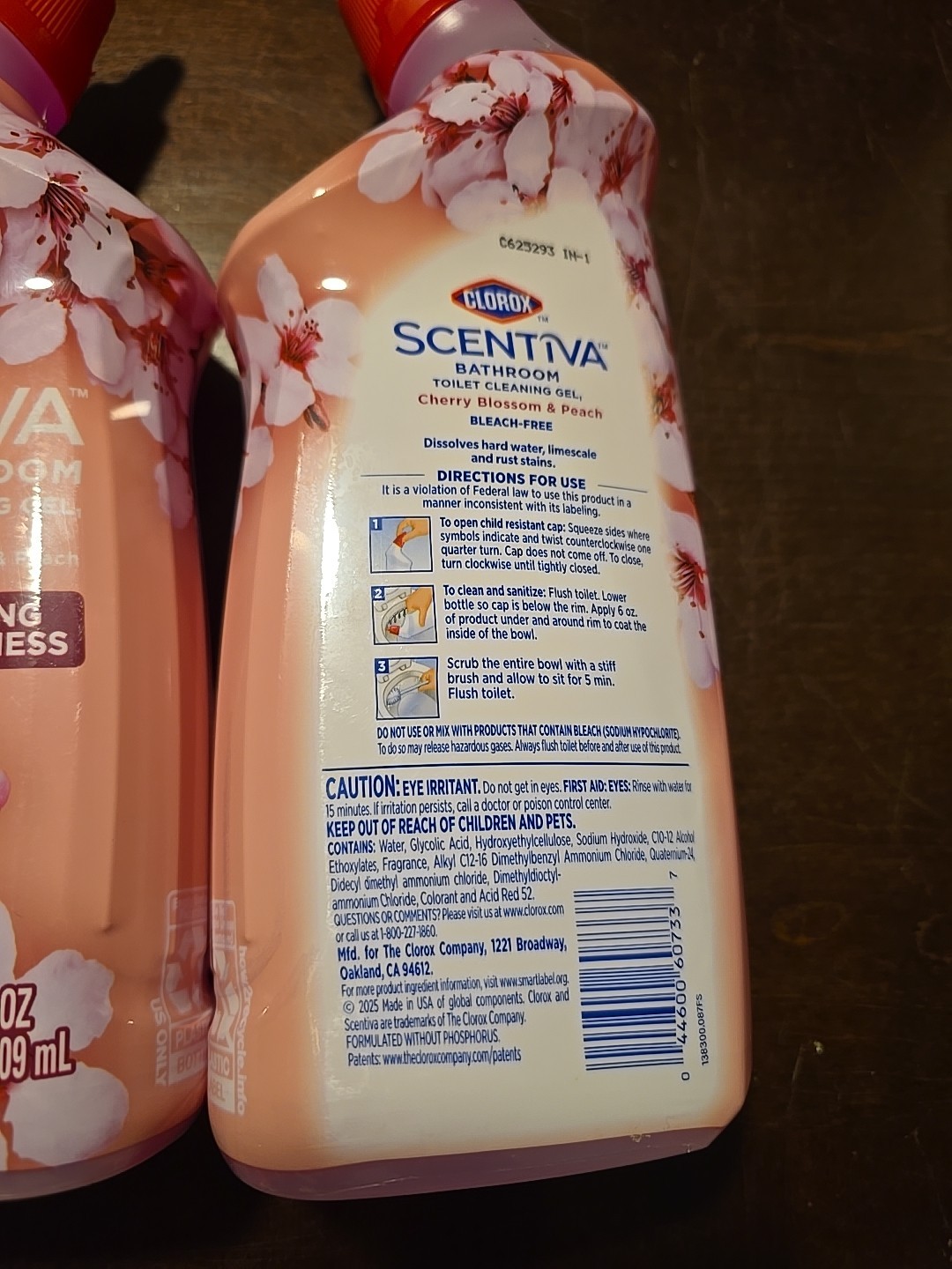 2 Clorox Scentiva Toilet Bowl Cleaner Gel Cherry Blossom Peach 24oz (BN43)