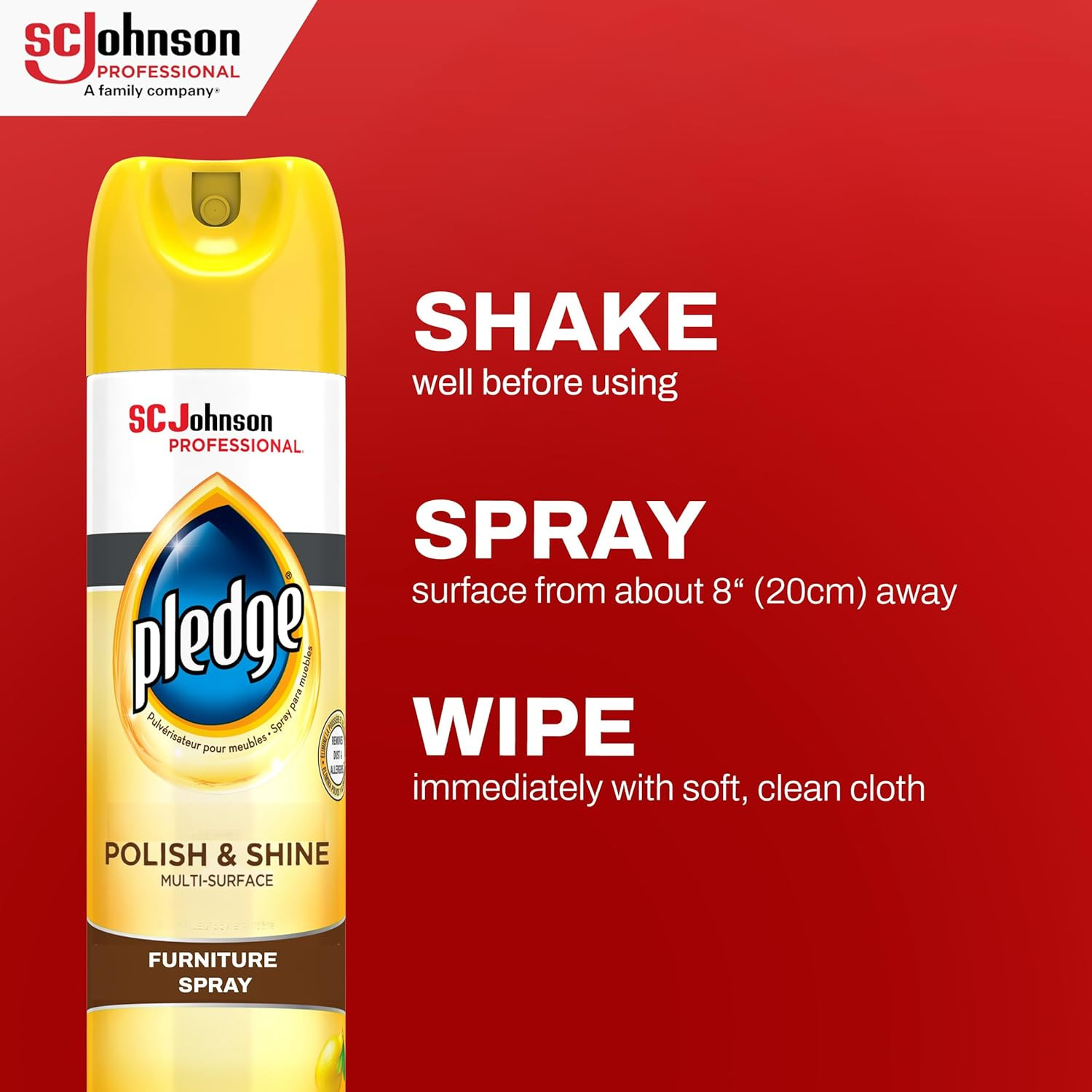Pledge Lemon Scent Polish & Shine for Wood – 6 Pack, 14.2 Fl Oz Each