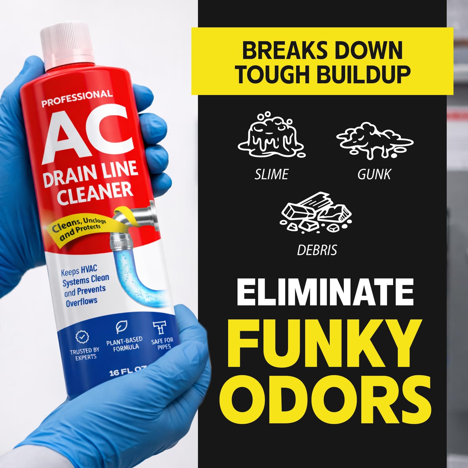 AC Drain Line Cleaner Plant Based 16 oz Up to 8 Uses HVAC Condensate Clearing Fo