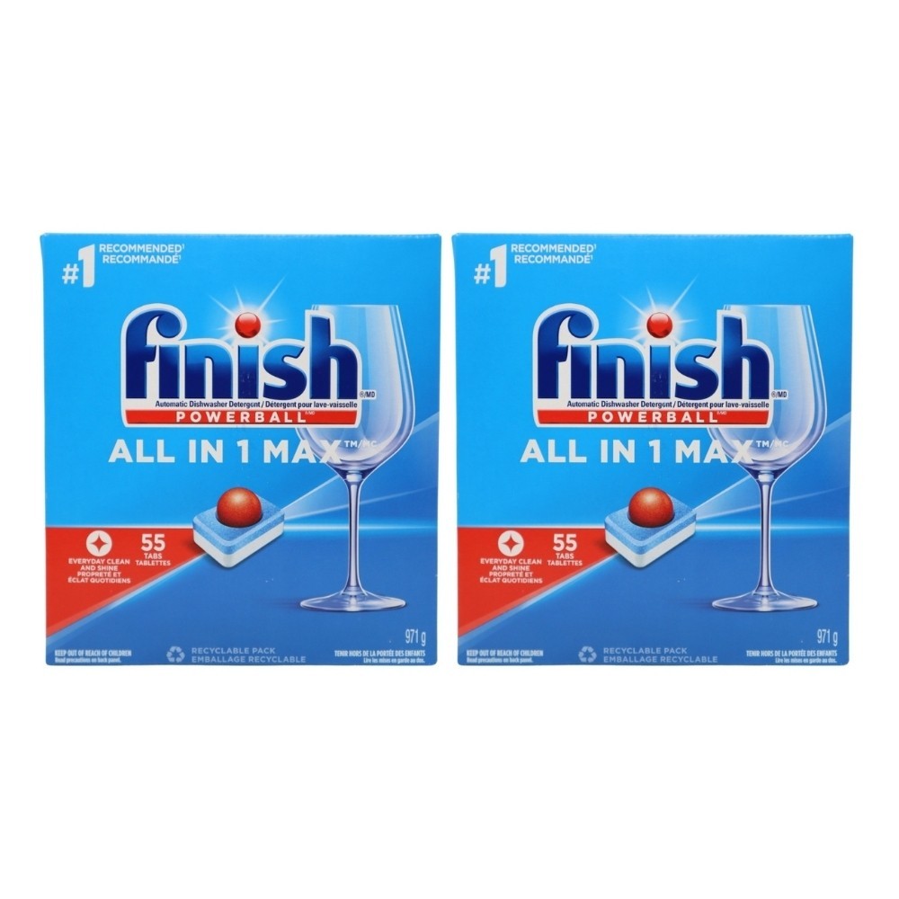 2-Pack – Finish Powerball All-in-1 Max Automatic Dishwasher Detergent, 55 Count