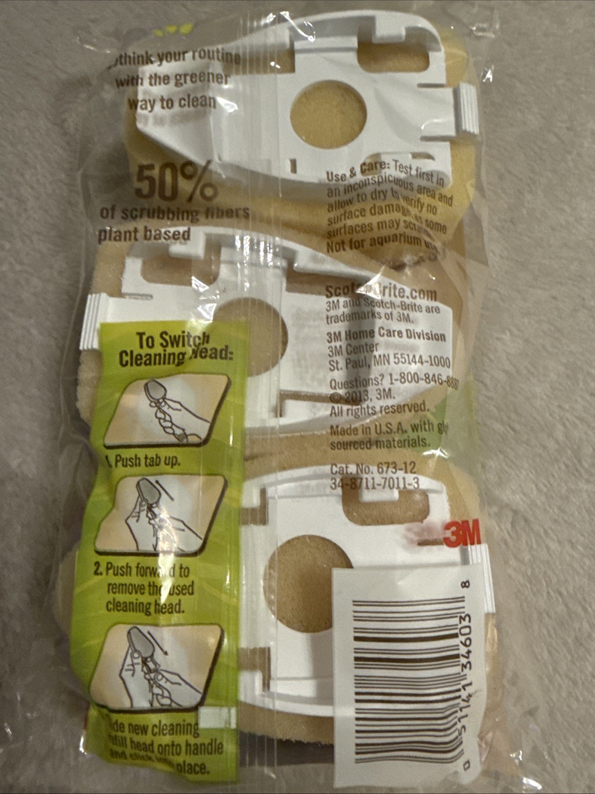 Scotch Brite Dishwand Refills Plant Fiber New 3x Pack Non-Scratch Greener Clean