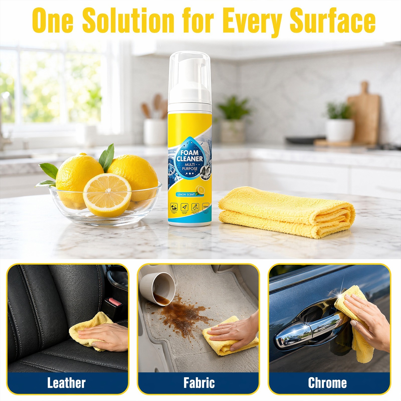 4-in-1 Multi-Enzyme Foam Cleaner 5oz All-Purpose for Car Kitchen Bathroom Sofa