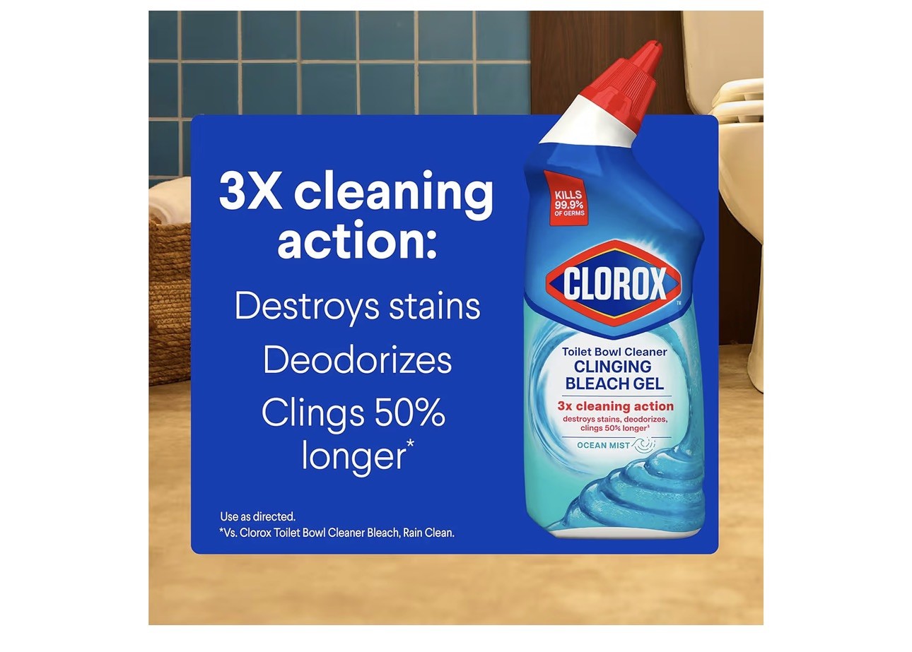 Toilet Bowl Cleaner, Clinging Bleach Gel, Ocean Mist – 24 Ounces, Pack of 2