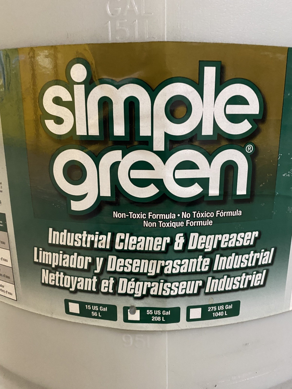 SIMPLE GREEN Industrial, Degreaser, Cleaner 55 gal Poly Drum