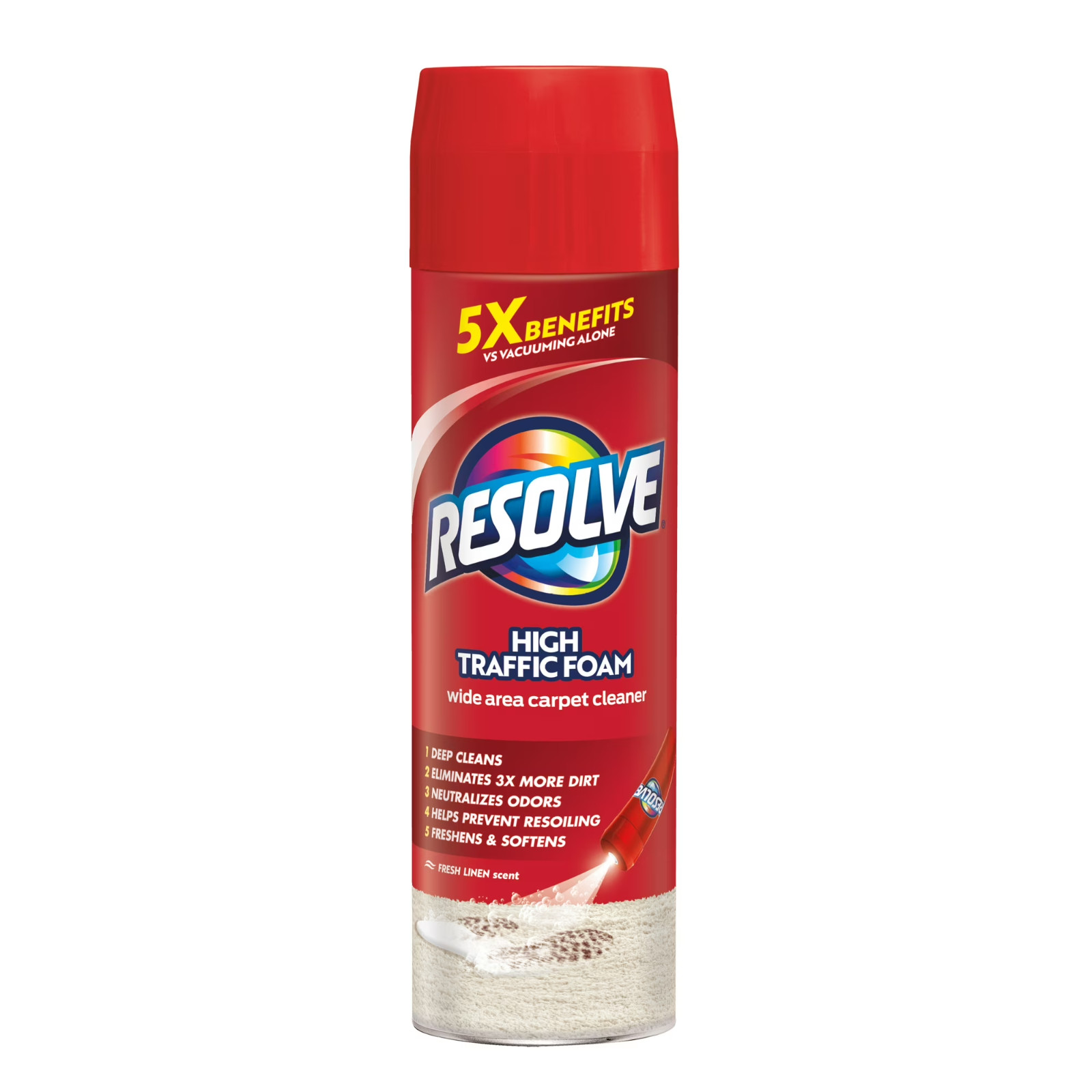 Resolve High Traffic Carpet Cleaner Foam 22 oz Stain & Odor Remover New