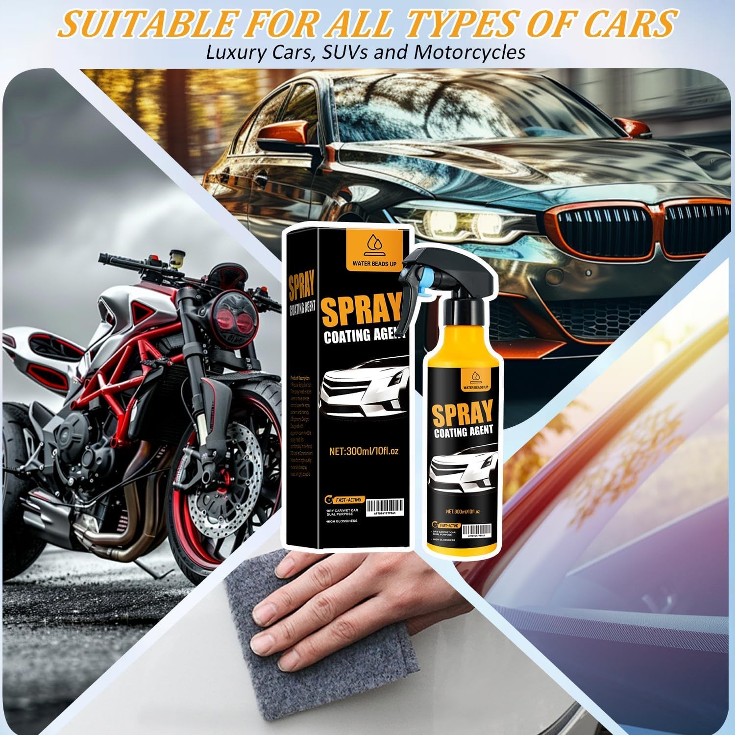 Nano Ceramic Coating Spray Kit – Easy Spray Auto Paint Protection, Hydrophobic