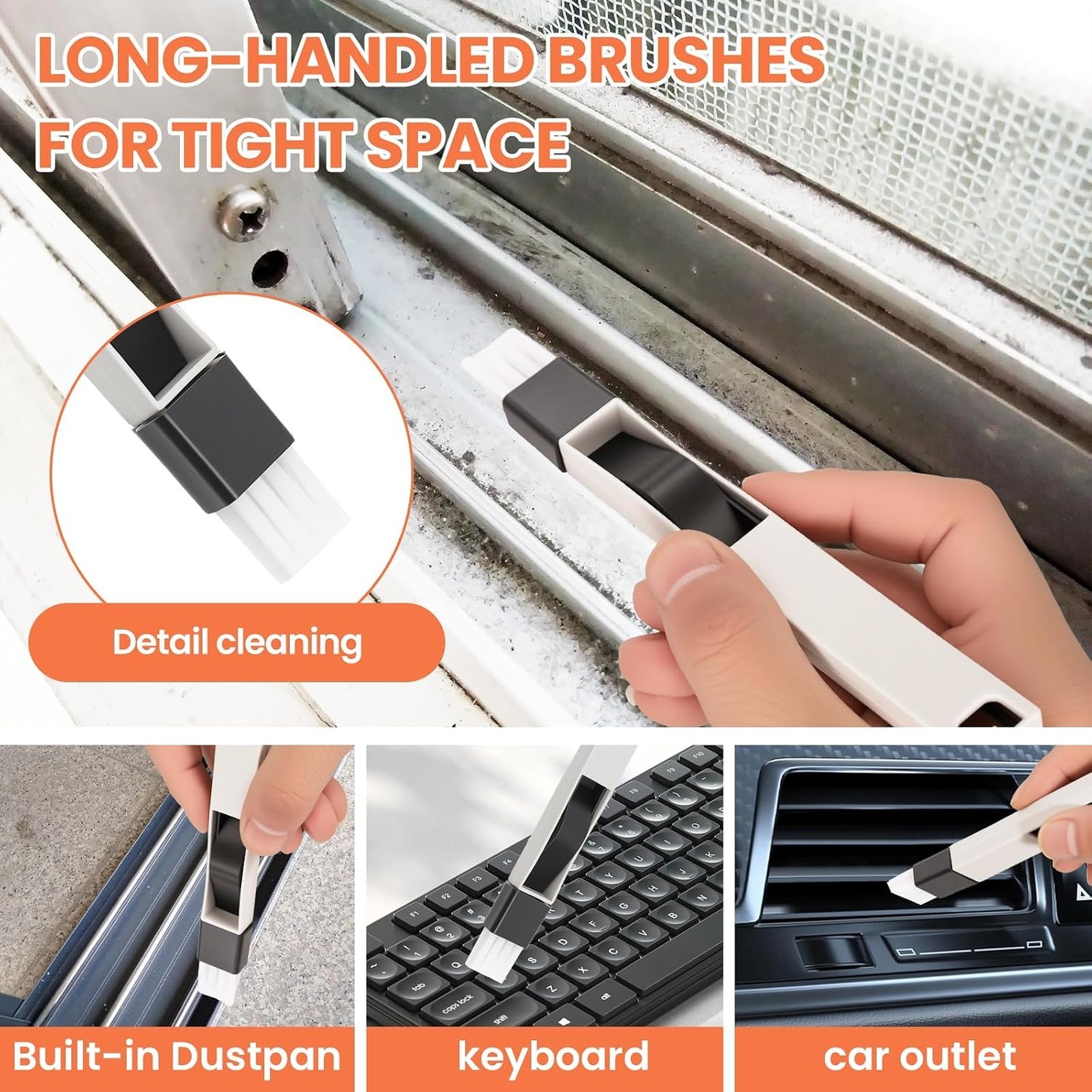 Window Track Cleaner Tool Set 12 Pcs with Crevice Brush and Pliers for Sliding