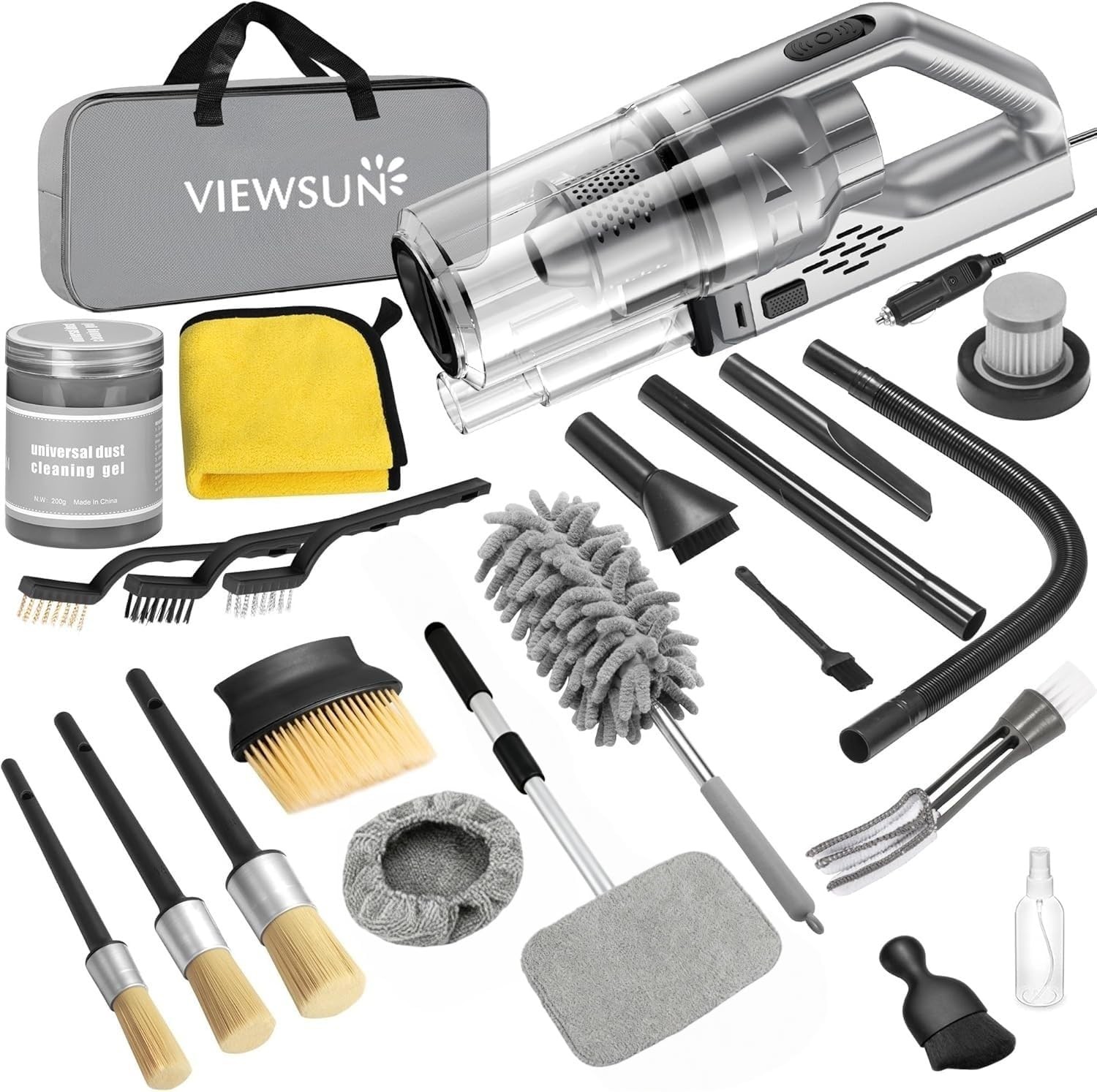 Car Cleaning Kit,CarInterior Detailing with Handheld Vacuum,Complete Accessories