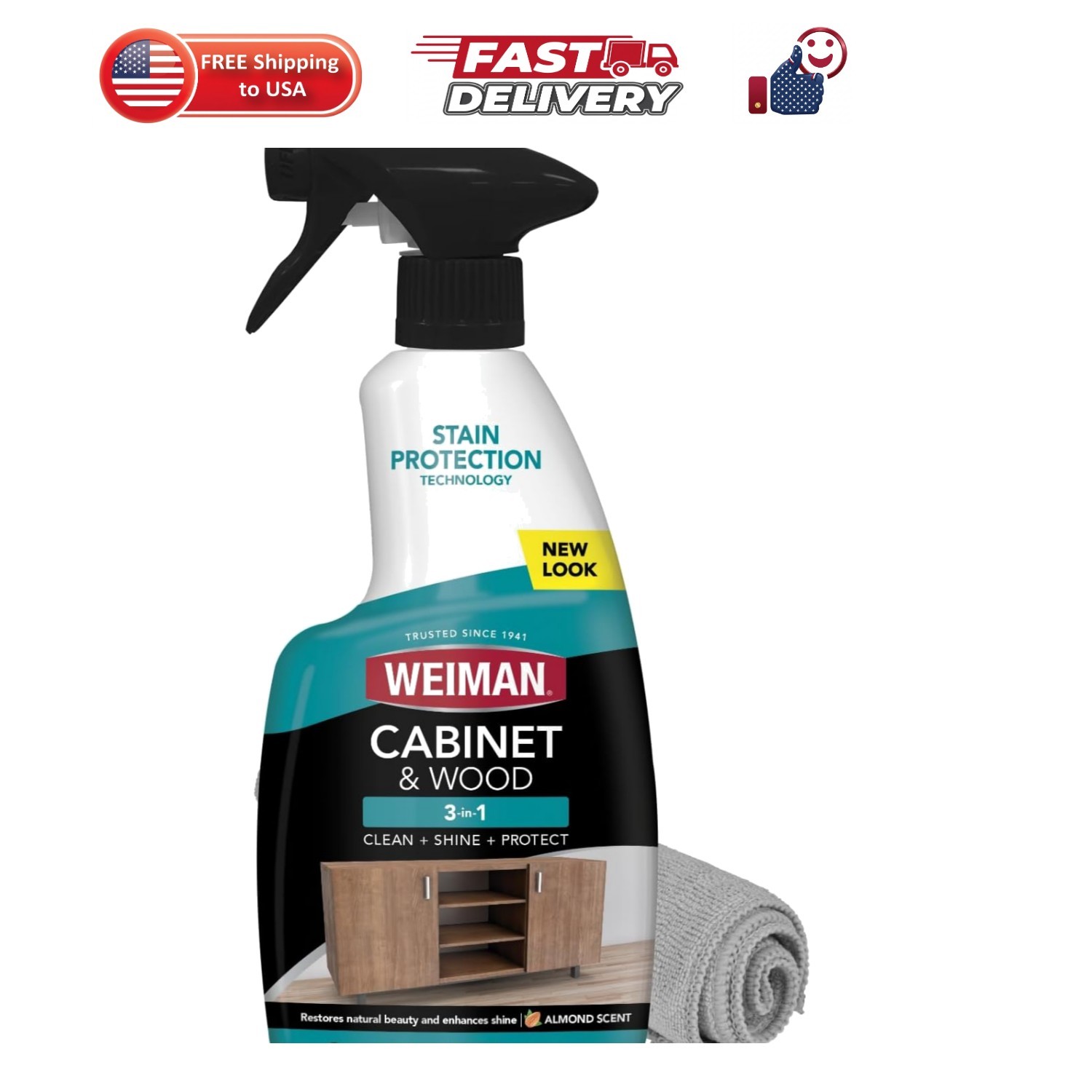 Cabinet & Wood Clean & Shine Spray – Furniture, Kitchen Cabinets, Baseboard &…