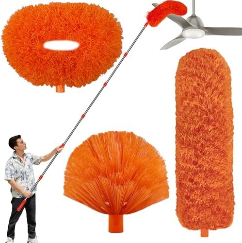 20 Ft High Reach Cleaning Tool Kit Microfiber Ceiling Fan Duster Cobweb Duster