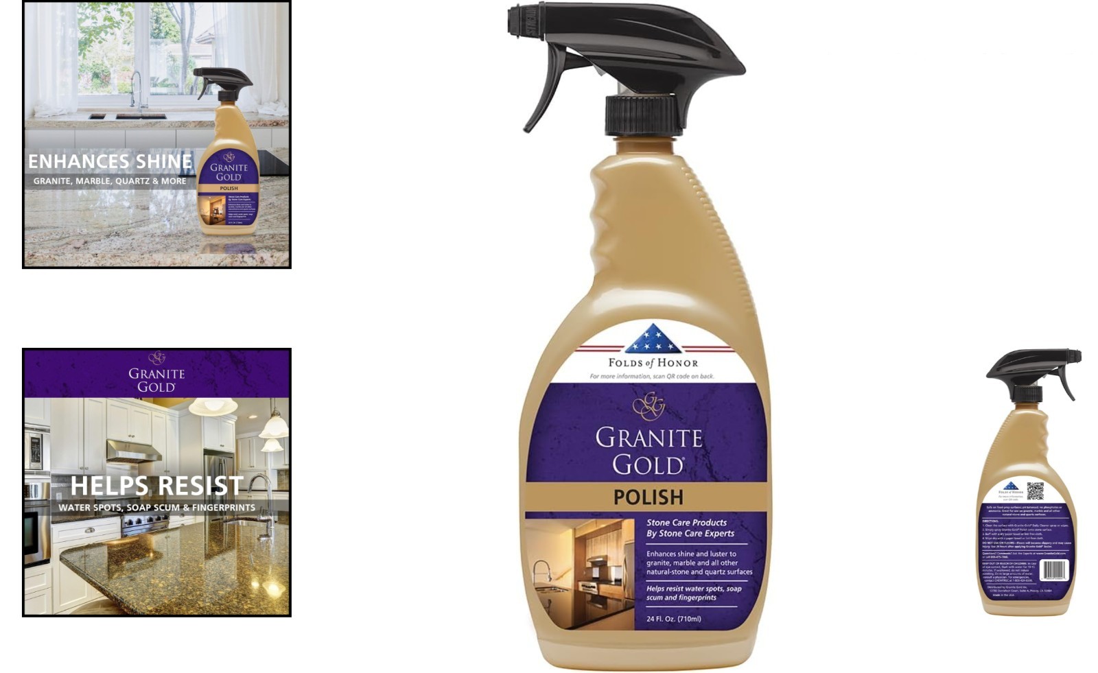 24 Fl Oz Streak-Free Cleaner for Granite, Marble & Quartz Surfaces – USA Made