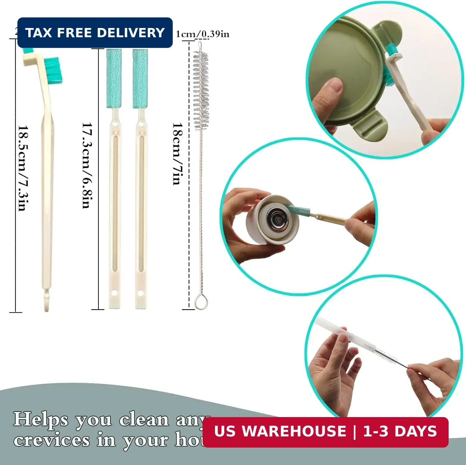 Small Household Cleaning Brushes by ELEMGULY,18 Pcs Crevice Brush for Hole, Gap,
