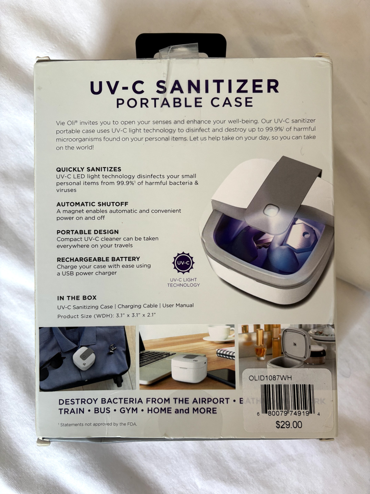 UV-C Light Sanitizer Vie Oli Portable Case NIB Sterilizer Disinfector