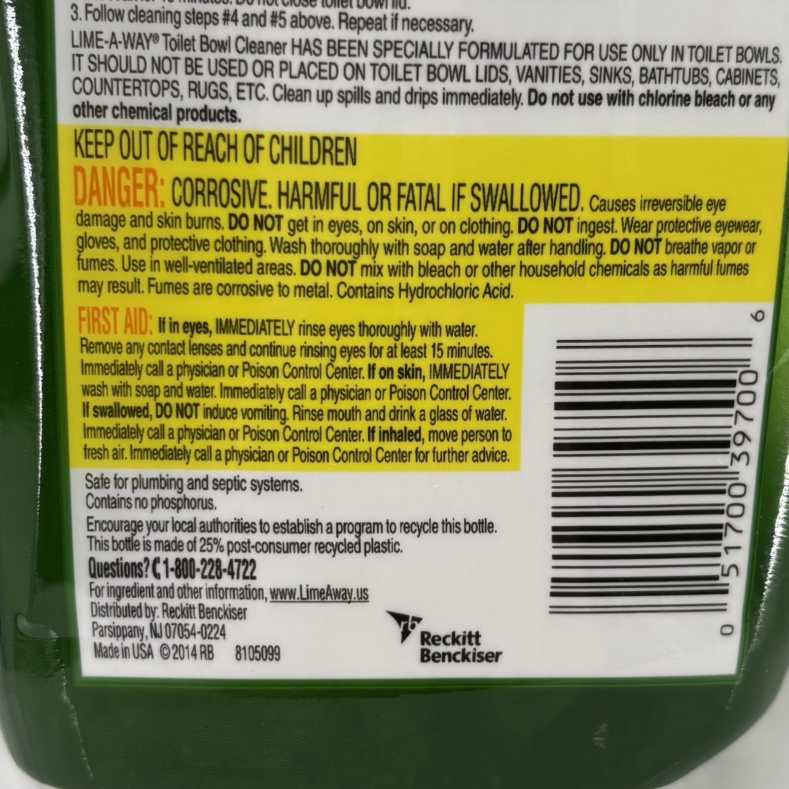Lime-A-Way Toilet Bowl Cleaners Thick Gel Formula 16 oz Rust Lim Calcium Remover