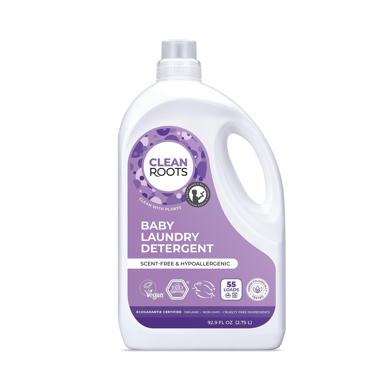 Clean Roots Baby Laundry Detergent Organic Hypoallergenic 55 Loads, 92.9 Fl. Oz.
