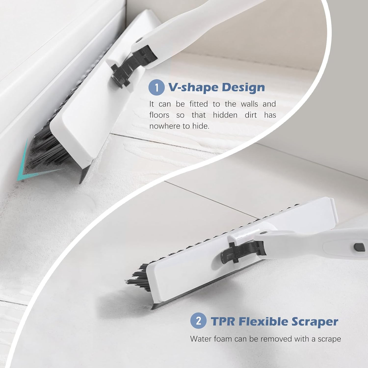 4-In-1 Tile Tub Floor Scrubber with 52-Inch Long Adjustable Handle