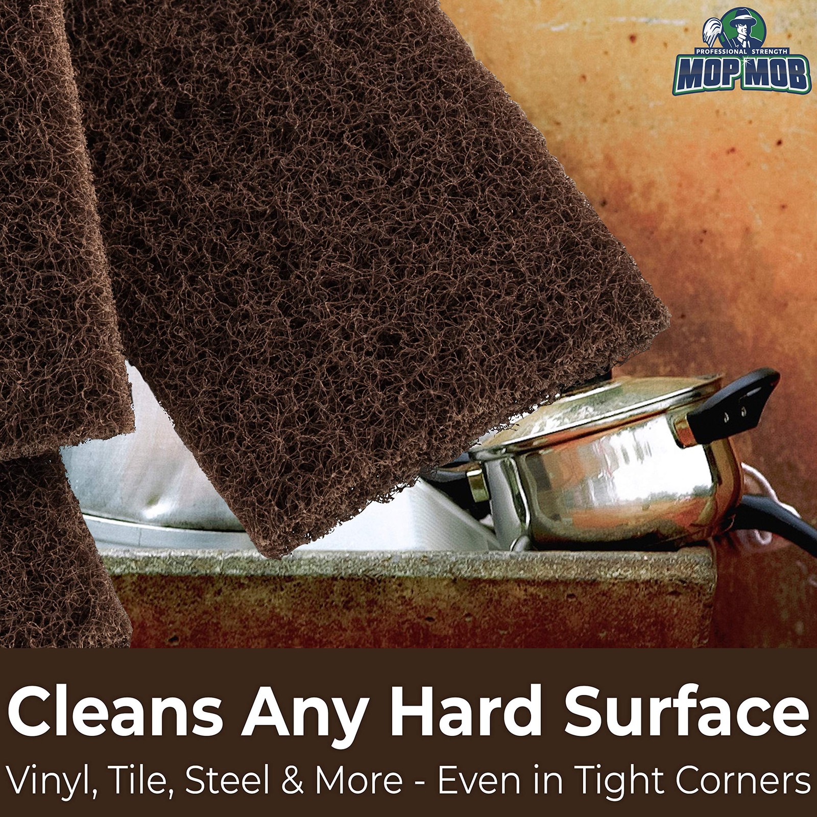 Heavy Duty XL Brown Scouring Pad 10 x 4.5in Large Multipurpose Scrubbing Sponges