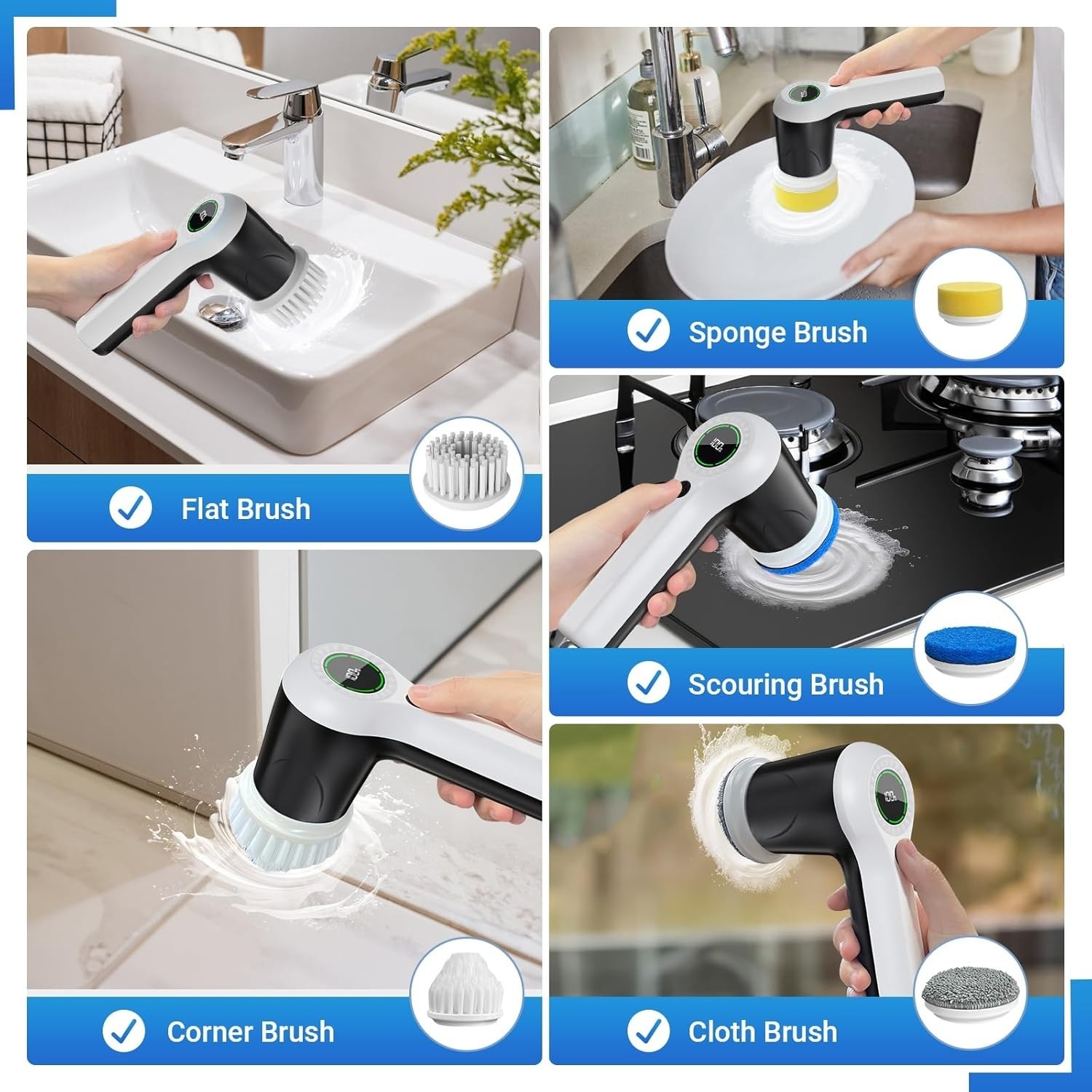 Fregadora Eléctrica Giratoria, Fregadora Eléctrica Para Ducha De Baño Para Limpi