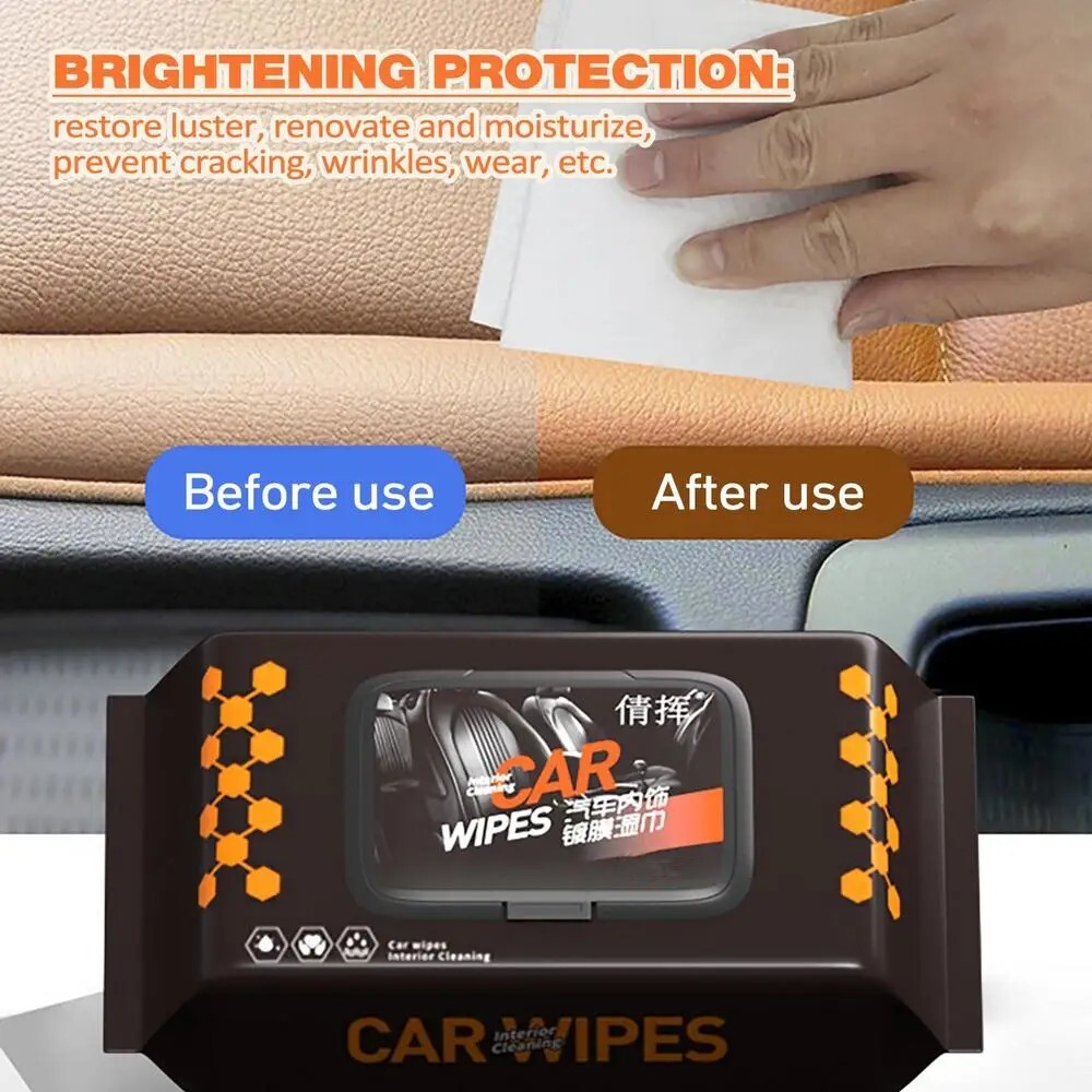 30PCS Car Leather Wipes Auto Polish Accessories+10PCS Degumming Wipes