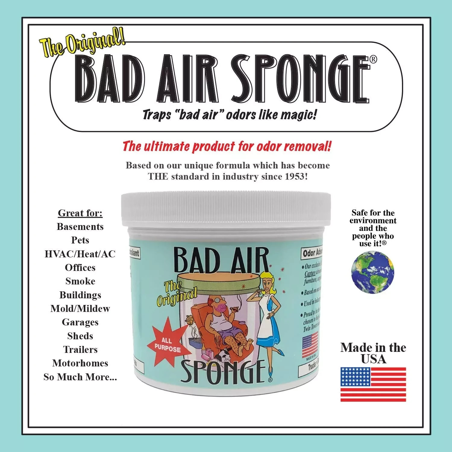 Bad Air Sponge, 14 Oz, All Purpose Odor Absorbing Neutralant – 5 Pack