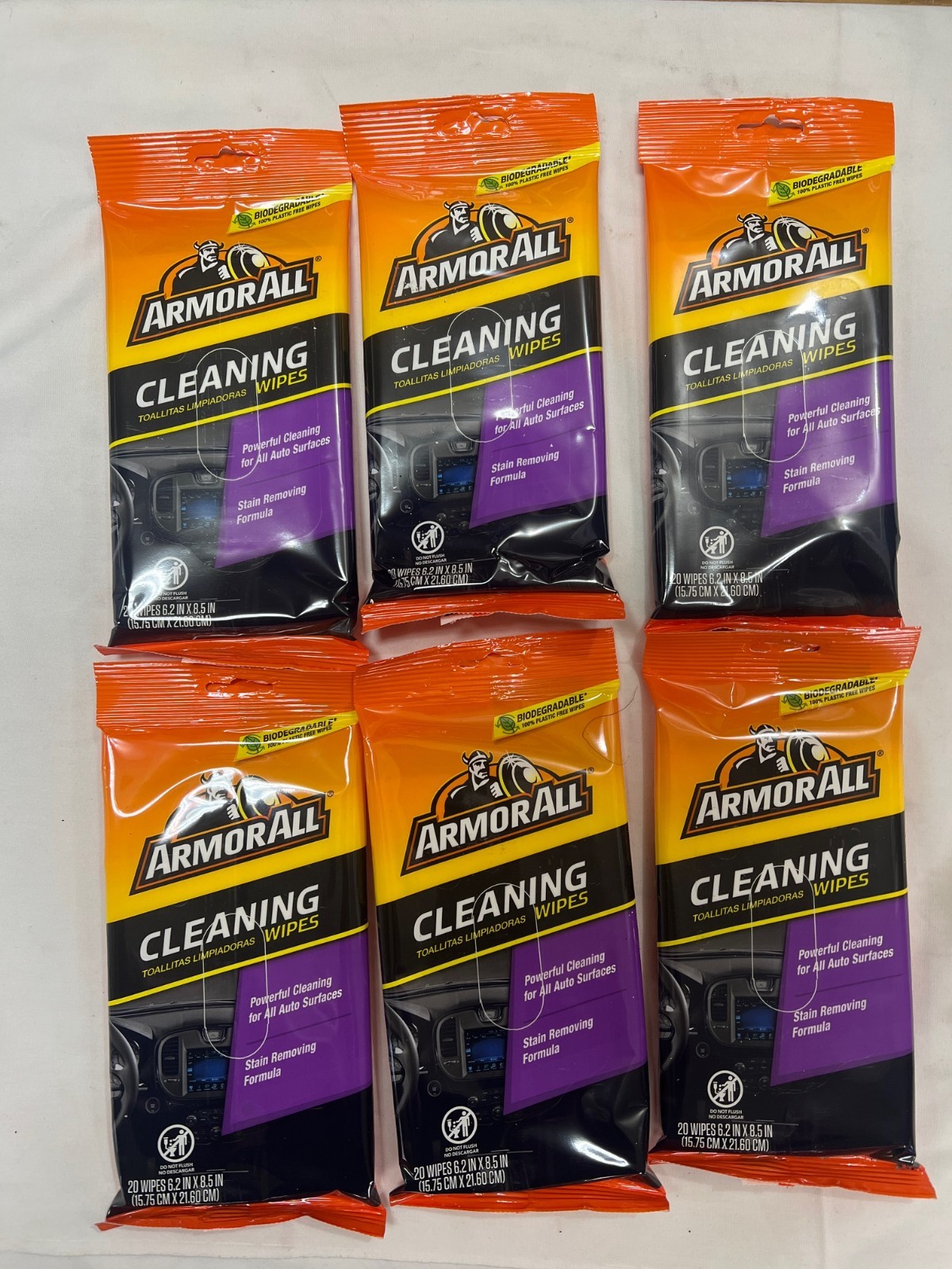 Box of 6 – Armor All Multi-Surface Car Cleaning Wipes 20 ct ea