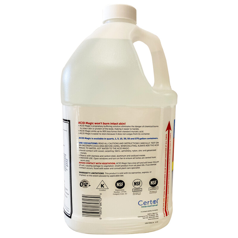 *NEW* 4x – 1 GAL. CERTOL ACID MAGIC® USA/128 – BUFFERED MURIATIC ACID Exp. 2025