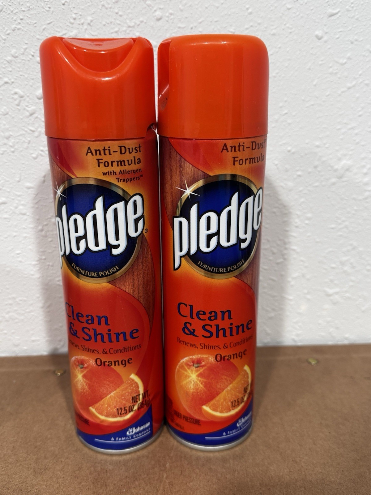 2 New Pledge Furniture Polish Clean & Shine Orange 12.5 oz Dust Spray 2005