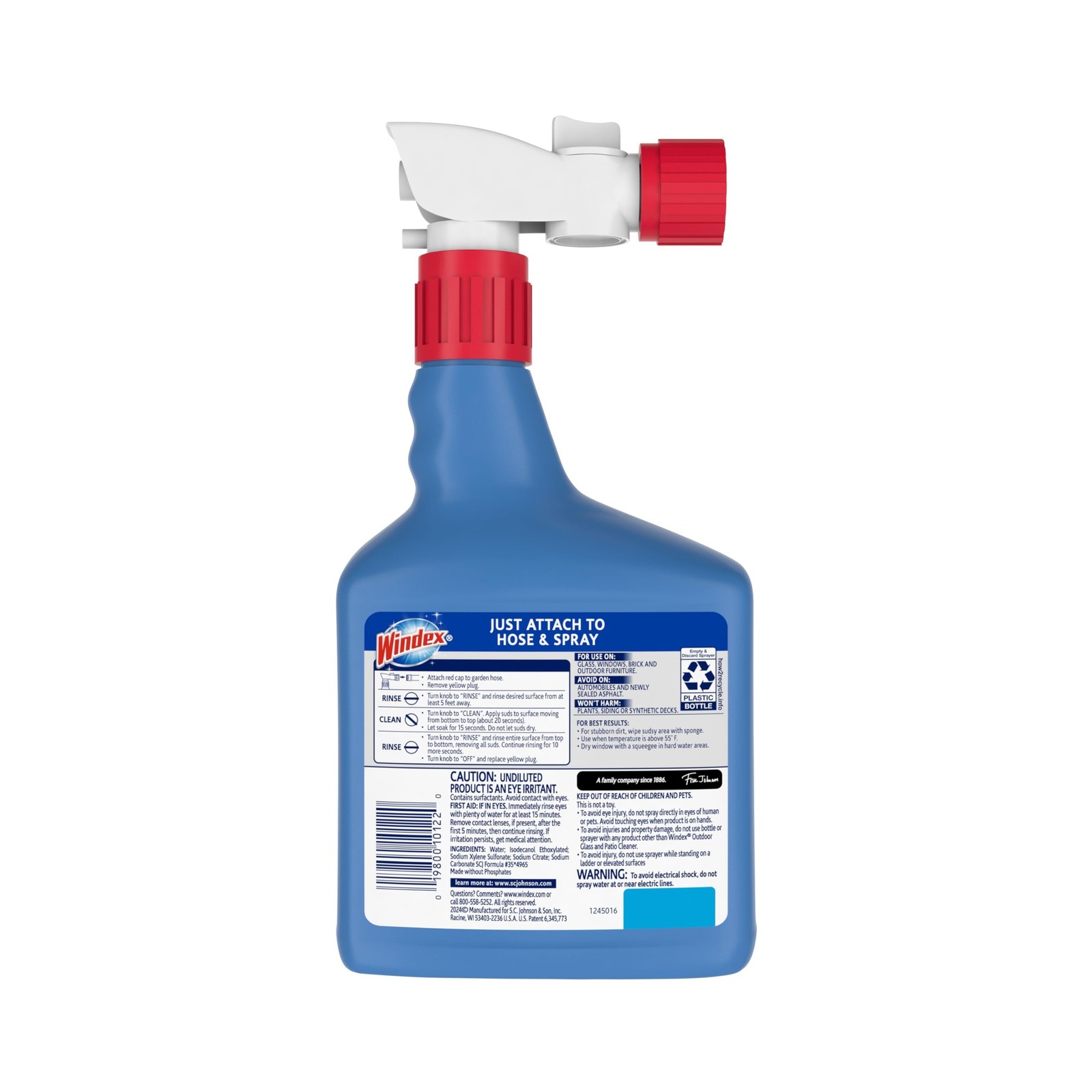 Windex Outdoor Window and Glass Cleaner for Hose Ammonia Free, Concentrated F…