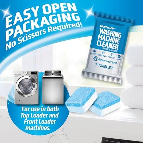 Washing Machine Cleaner Tablets 24 Pack – Septic Safe, HE Compatible, 1 Year Sup